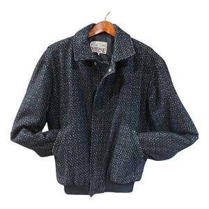 VINTAGE woolblend bomber tweed coat quilted lining Made in Canada